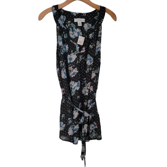 NWT Motherhood Maternity Top Floral Sleeveless‎ Belted Shirt Sz M NEW - Picture 1 of 10